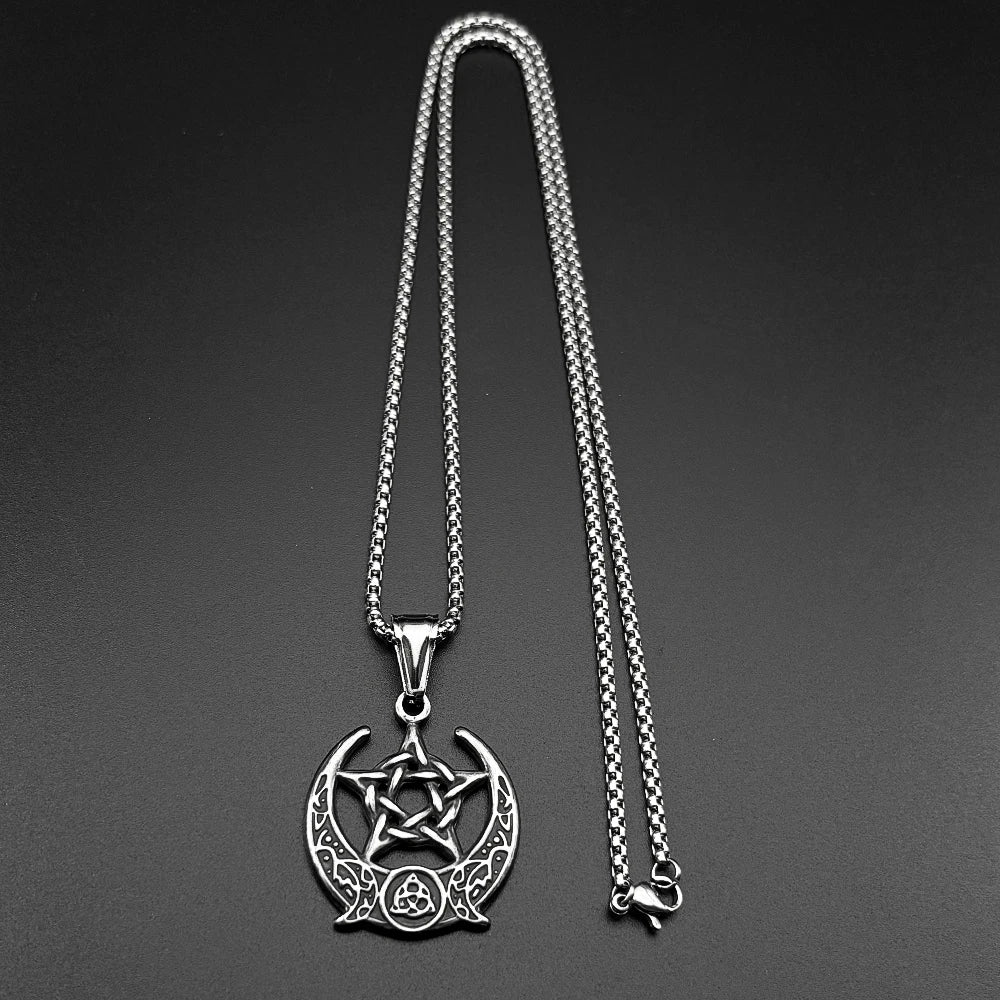 Star Celtic Steel Pendant Vinatge Wicca Triple