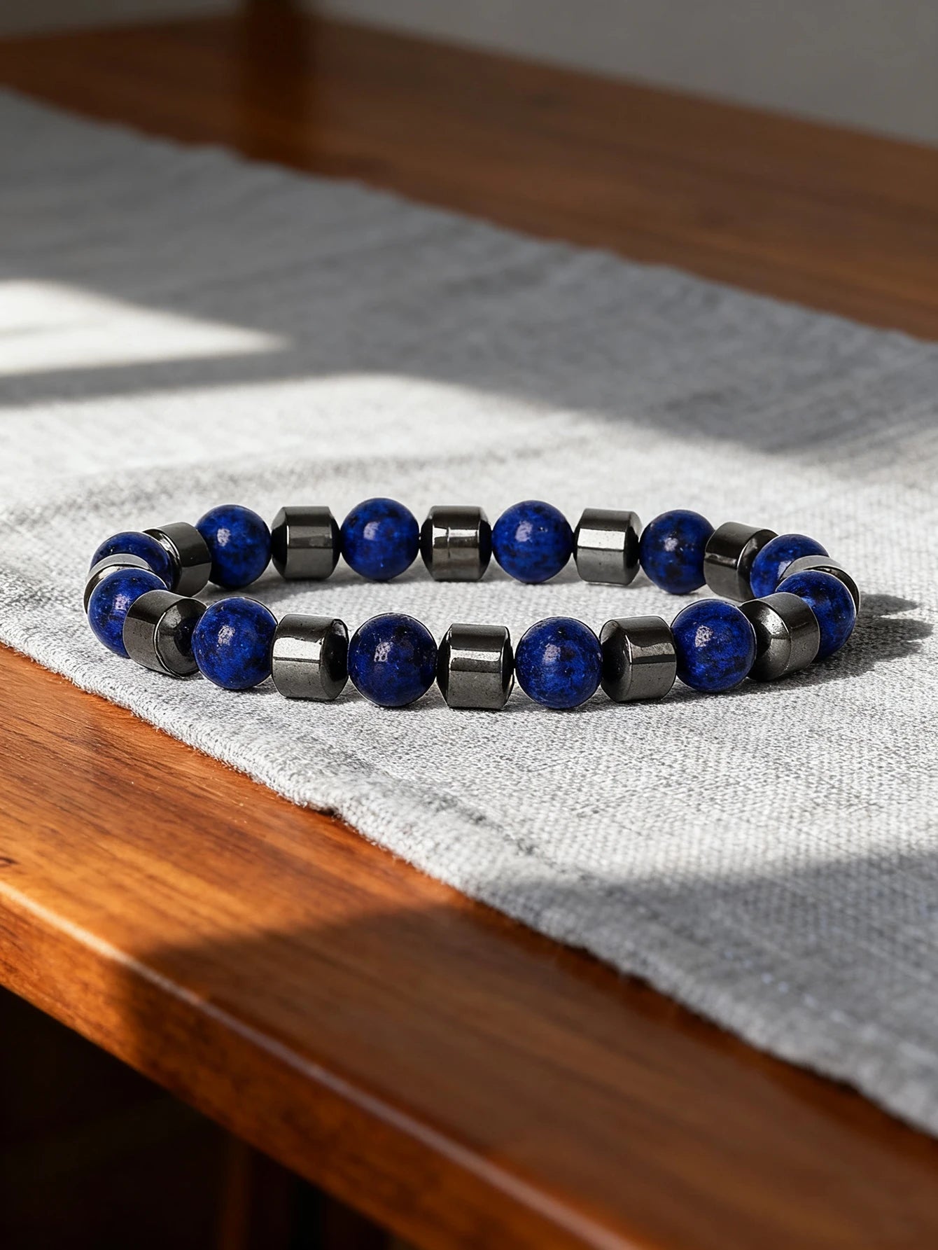 Hematite Stone Bracelet Handmade Woven with Gold color Spacers Cylinder Beads Leather for Energy Protection Reiki Charm Jewelry