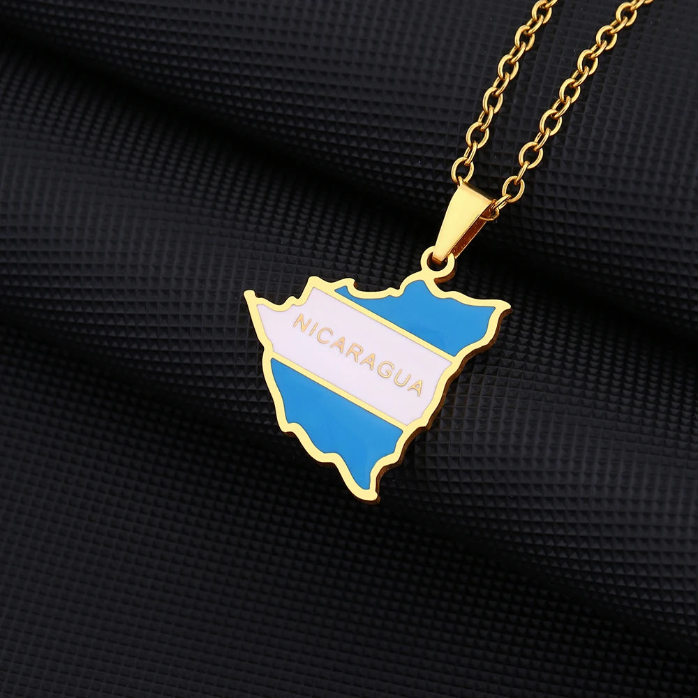 Nicaragua Map Pendant Necklace