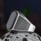 Trendy 2022 New Onyx Stone Ring Luxury Suitable For Man With Gifts Party Wedding Male Ring Jewelry Accessories Couple