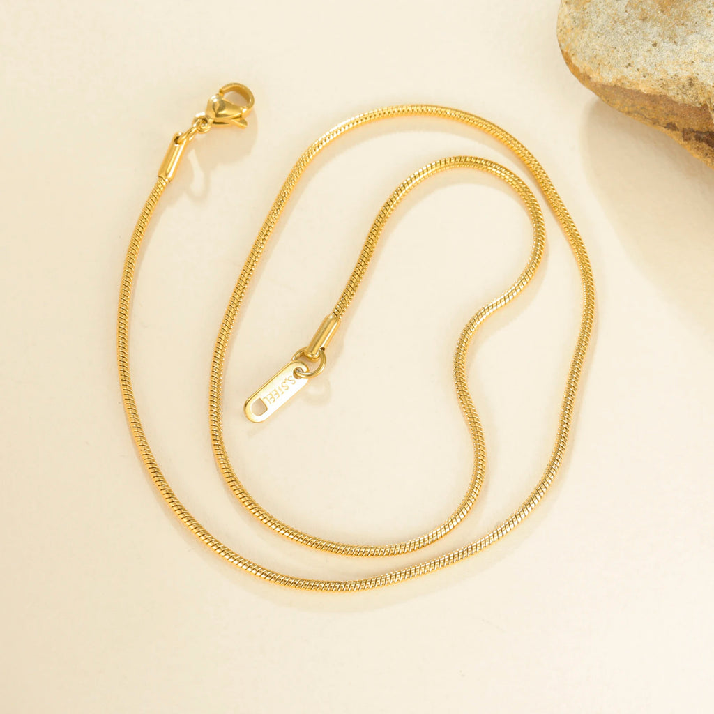 Skyrim Round Snake Chains Stainless Steel Necklace Men Women 40/45/50/55/60cm Length Unisex Hip Hop Punk Jewelry Gifts Wholesale