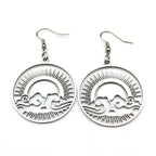 Sun Gold Earrings Ocean Wave Rise Hoop Hollow