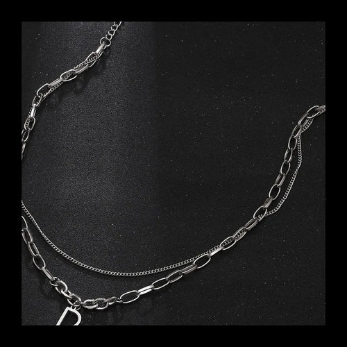 Double Layer Stacked Necklace — Stainless