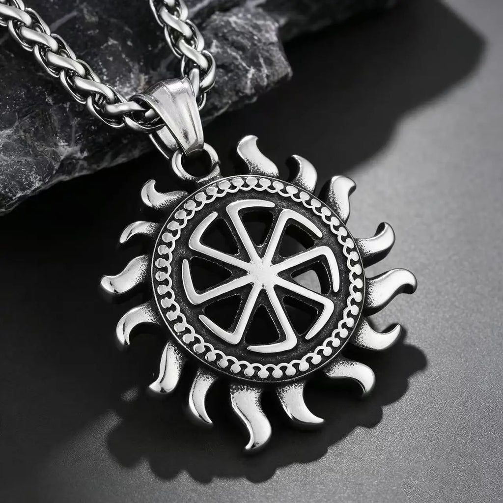 Sun Steel Pendant Kolovrat Wheel 316L