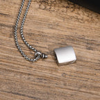 Box Chain Urn Pendant Necklace — Stainless Steel