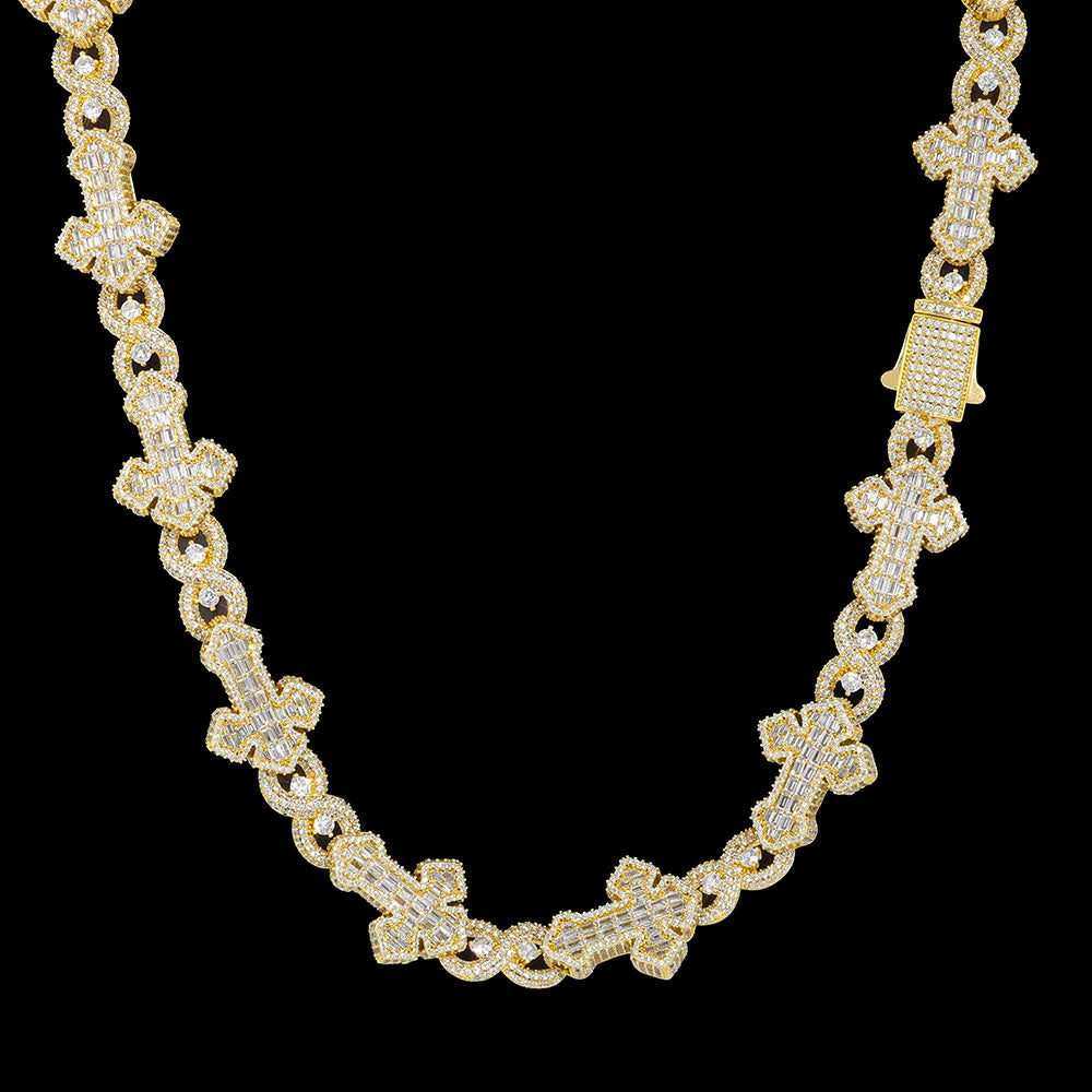 Cross Cuban Chain Necklace Iced Out Stainless Steel