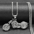 Motorcycle Silver Pendant Retro Punk Sweater Sport