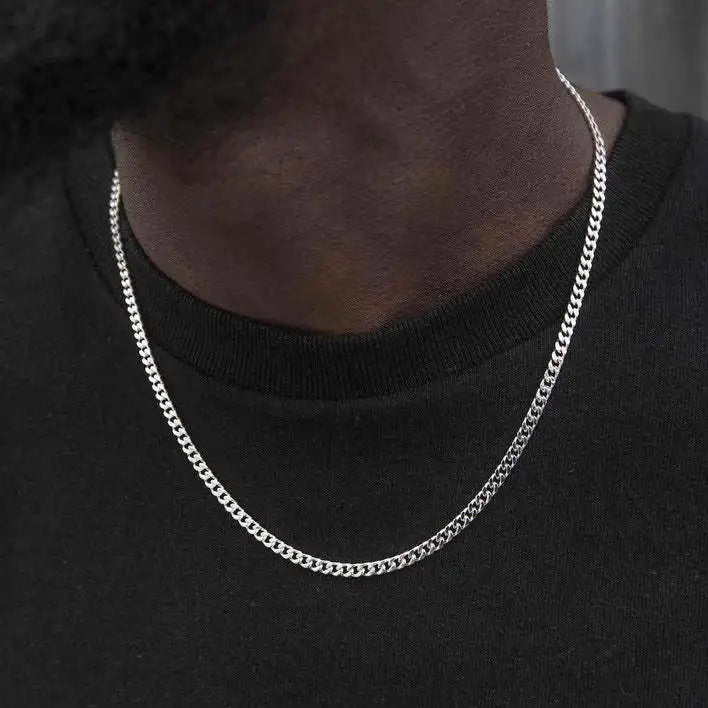 Vnox 3mm/5mm Cuban Chain Necklace for Men,Twisted Rope Links Collar,Stacked Stainless Steel Simple Basic Classic Unisex Necklace