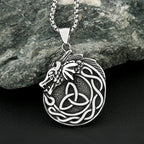 Dragon Celtic Knot Pendant — Stainless Steel