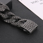 Heavy Curb Bracelet for Men Vintage Stainless Steel Foundry Tapping Pattern Cuban Chain Male Bangle Bracelets Jewelry