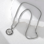 Cazador Vintage Man of Faith Lion Cross Pendant Necklace for Women Men Stainless Steel Box Chain Christian Faith Jewelry Gifts