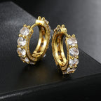 Gold Iced Out Huggie Hoop Earrings Zircon