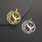 Dawapara Phoenix Pendant for Necklace Earrings Mythology Animal Stainless Steel Charms for Jewelry Making Religious Gift