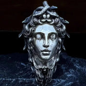 Silver-Tone Medusa Snake Woman Pendant Necklace