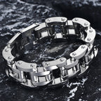 Solid Stainless Steel 22MM Width Motorcycle Bike Chain Men Bracelet Wristband Male Bangles Rock And Roll Men's Jewelry