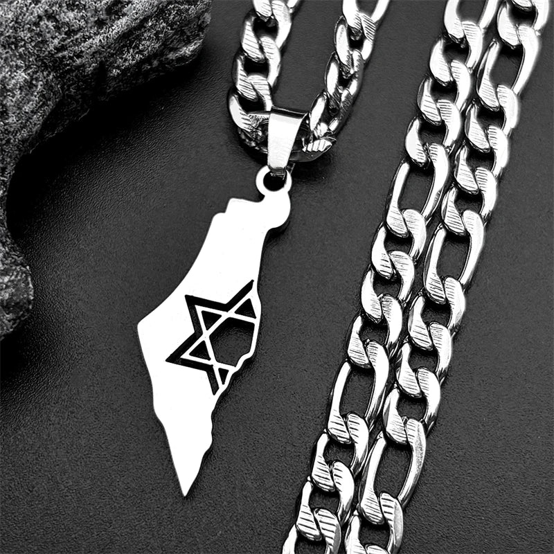 Israel-Palestine Map Pendant Necklace — Gold-Tone