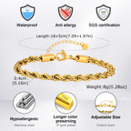Gold Rope Chain Bracelet 5mm — Stainless Steel