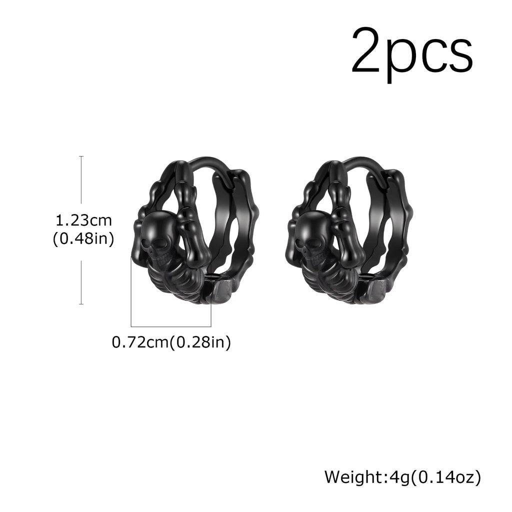 Skeleton Huggie Hoop Earrings — Stainless Steel