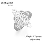 LIKGREAT Hollow Trinity Witch Knot Adjustable Ring for Women Men Stainless Steel Celtics Knot Amulet Couple Jewelry BirthdayGift