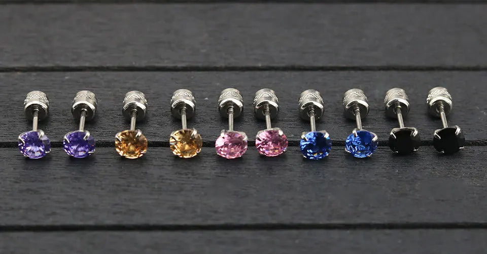 Double Side Zircon Stud Earrings — Stainless Steel