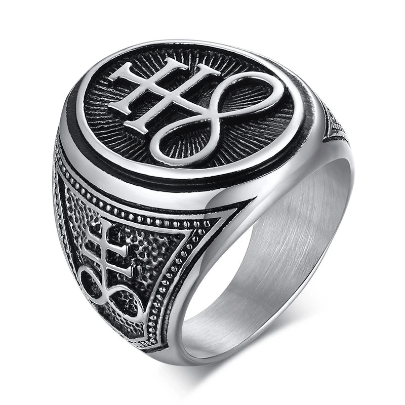 Leviathan Cross Signet Ring — Stainless Steel