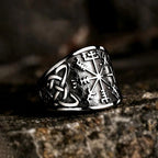 Vintage Nordic Viking Compass Rings Stainless Steel Punk Viking Celtics Knot Ring For Men Biker Amulet Jewelry Gift