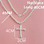 925 Sterling Silver Necklace Width 4mm/6MM Buddha Bead Chain Cross Pendant Chain for Women & Men Jewelry