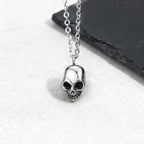 Retro Punk Stainless Steel Skull Necklace for Men,Rock Small Personality Pendant Necklace,Halloween Jewelry