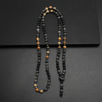 6mm Natural Map Stone Black Shimmerstone Hematite Necklace for Men and Women