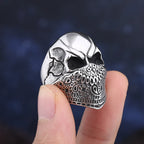 Onlysda Anillo Hombre Stainless Steel Gothic Skull Mask Ring Biker Hiphop rock Jewelry Unique Halloween Gift for Men
