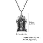 Men Stainless Steel Virgin Mary Pendant Necklace Retro Grey Clear CZ Crystal Gothic Church Religious Amulet for Daily Wear