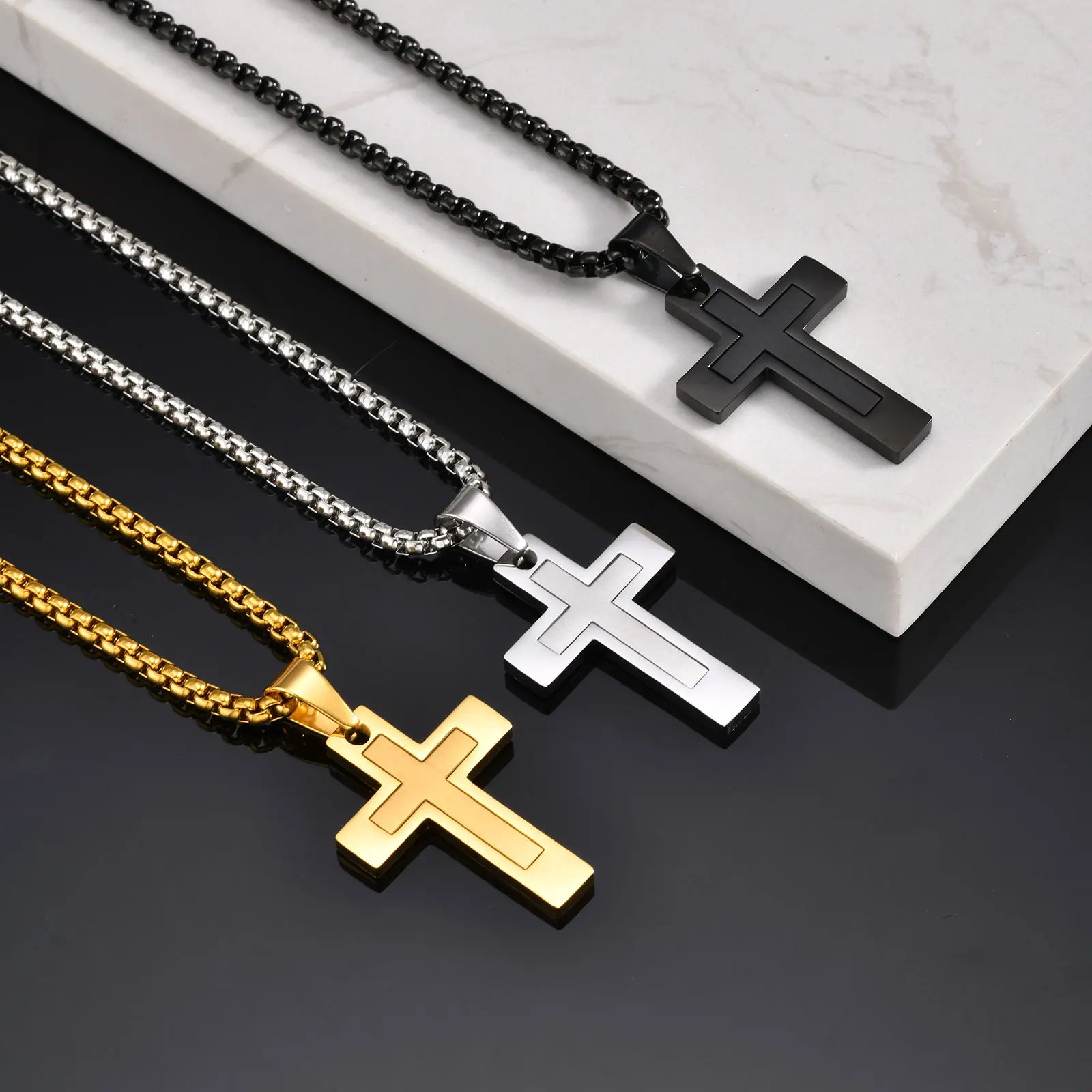 Cross Pendant Necklace — Stainless Steel