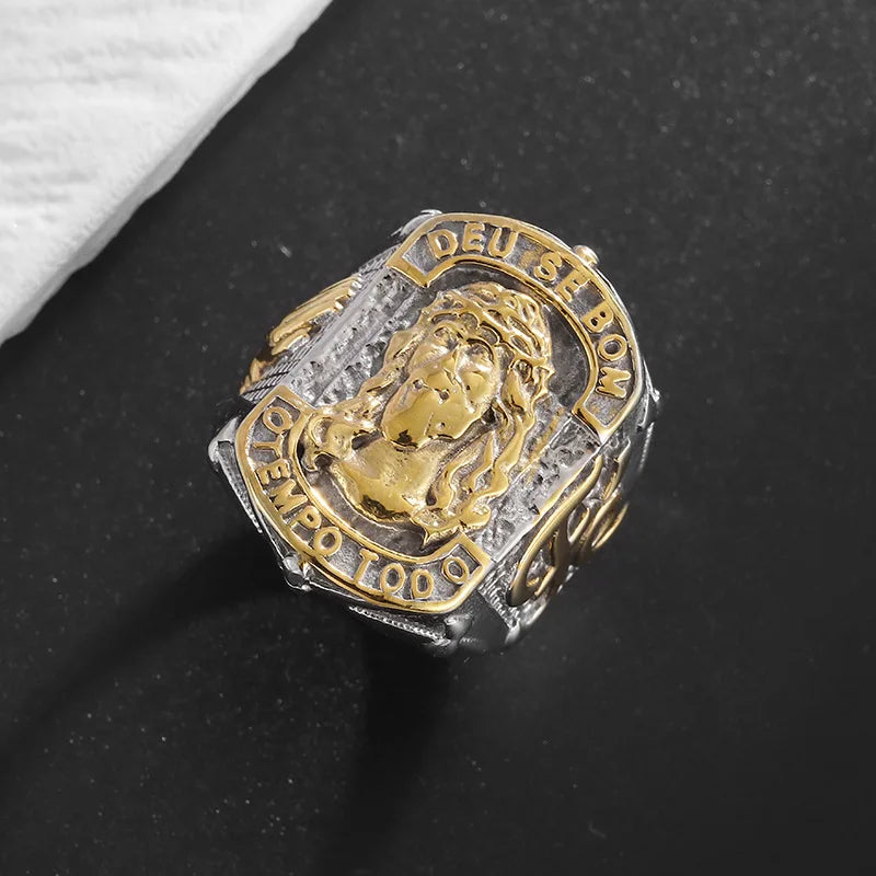 Jesus Face Ring Christian Amulet — 316L Stainless Steel
