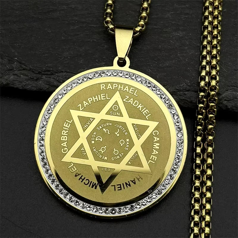 Archangel Gold Star Pendant Necklace — Stainless Steel