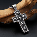 Unisex Multi Skull Cross Stainless Steel Pendant Necklace Gothic Dark Religious Skeleton Totem Jewelry Daily Punk Fashion Gift