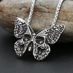 Vintage 316L Stainless Steel Butterfly Skull Pendant Necklace Hip Hop Biker Fashion Animal Necklaces For Men Women