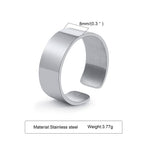 Punk Bend Ring for Men Boys,High Polished Stainless Steel Adjustable Ring,6/8/11.5mm Width Simple Ring for Husband Son