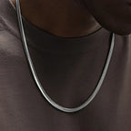 4mm Stainless Steel Flat Snake Chain Necklace Simple Silver Color Soft Chain Men Necklace Hip Hop Jewelry Trendy Accessories