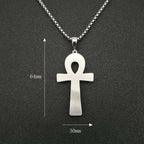 Stainless Steel Titanium Egyptian Ankh Key Hip Hop Pendant Collar Chain Necklace for Women Men Couple Friends Gift Jewel