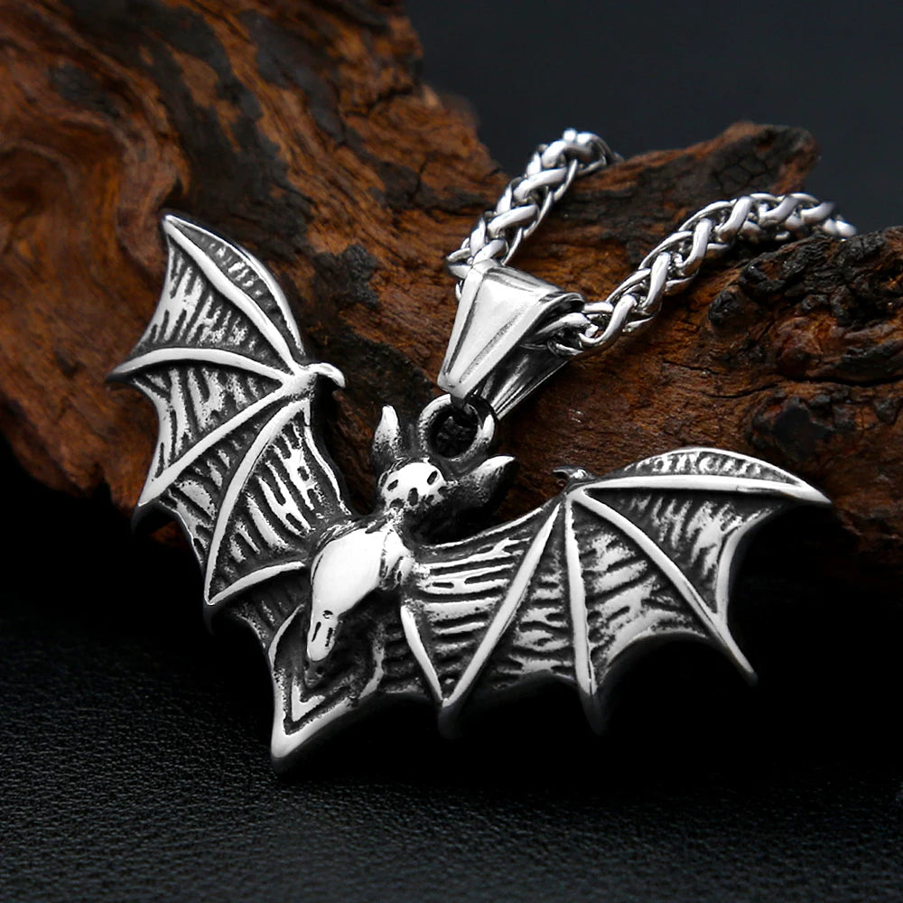 Gothic Bat Stainless Steel Pendant Necklace