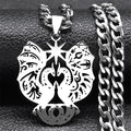 Gothic Double Dragon Star Pendant — Silver