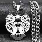 Gothic Double Dragon Star Pendant — Silver