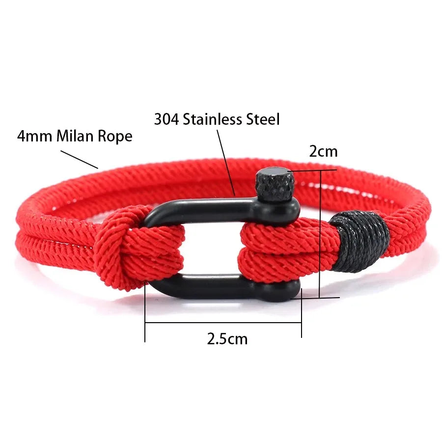 Hiphop Men Stainless Steel Bracelet with Detachable Buckle Nautical Wrap Braclet Bilayer Thread Bicycle Braslet Armband Herren