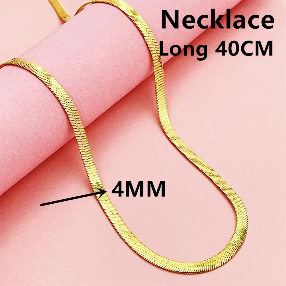 Lihong Luxury 925 Sterling Silver Gold Plated 4MM Snake Bone Necklace, Unisex Engagement Accessories Jewelry 40-60CM
