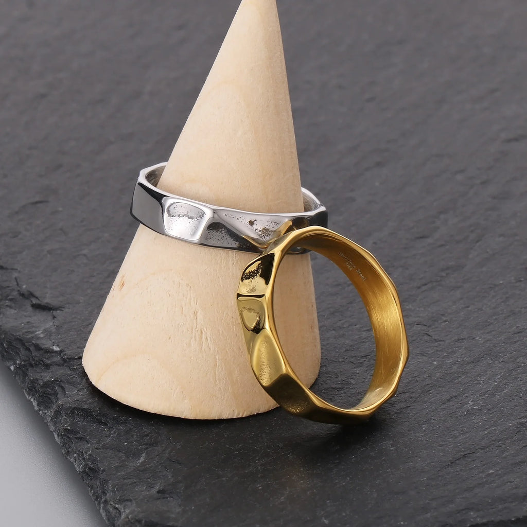 Thin Geometric Band Ring — Stainless Steel