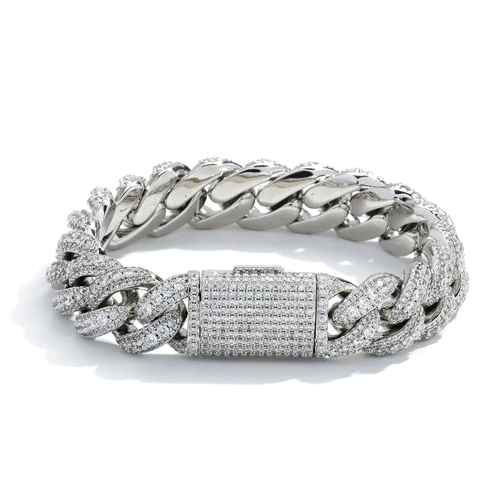 Iced Out Cuban Bracelet Stainless Steel 15MM