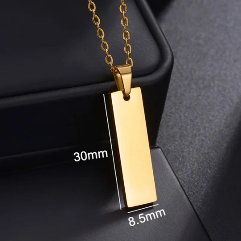 Letdiffery Custom Engraved Eyes Necklaces for Women Men Stainless Sreel Laser Carve Photo Names Square Pendant Jewelry