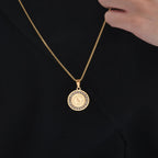 Iced Out Prayer Coin Pendant Necklace — Stainless Steel
