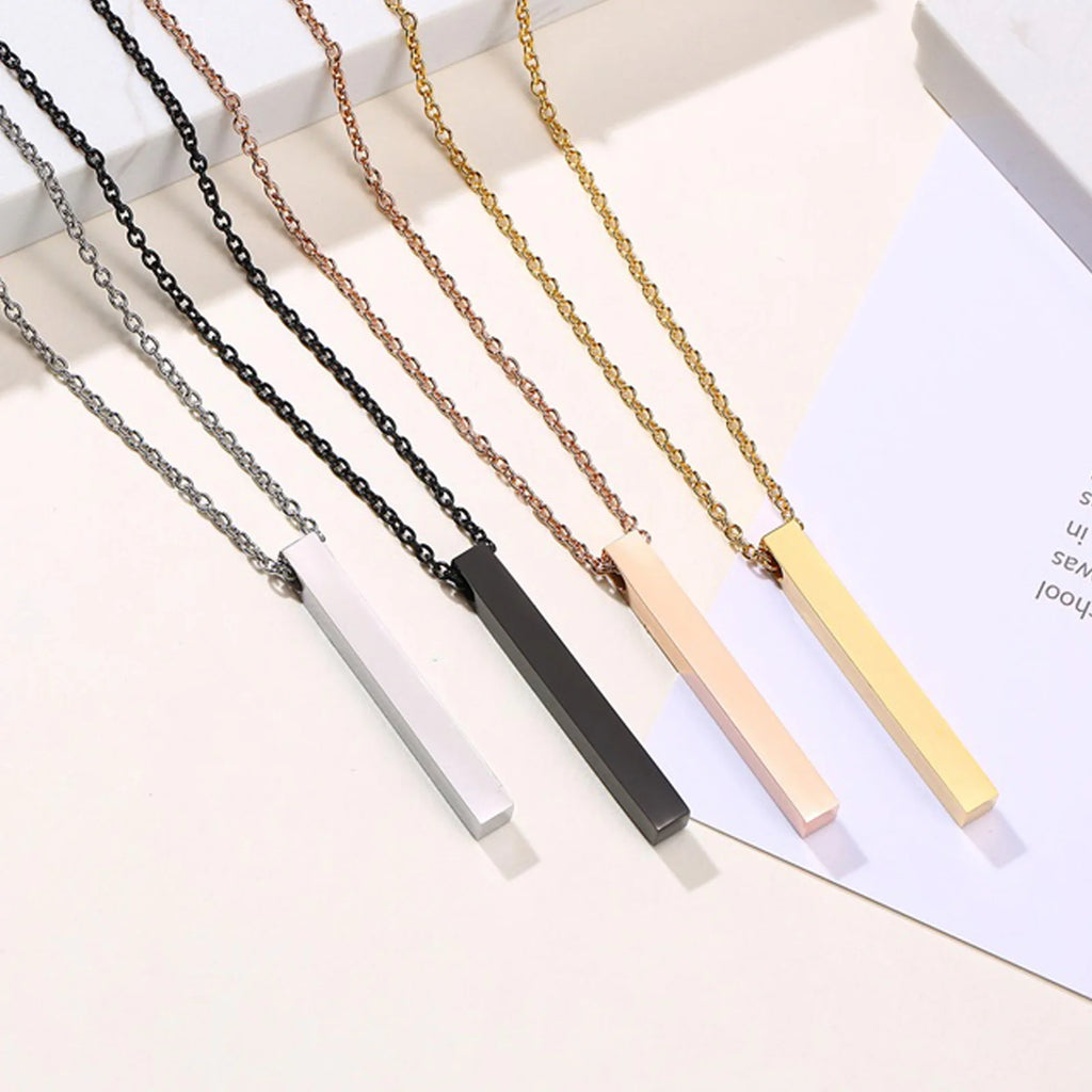 Pillar Bar Pendant Necklace — Stainless