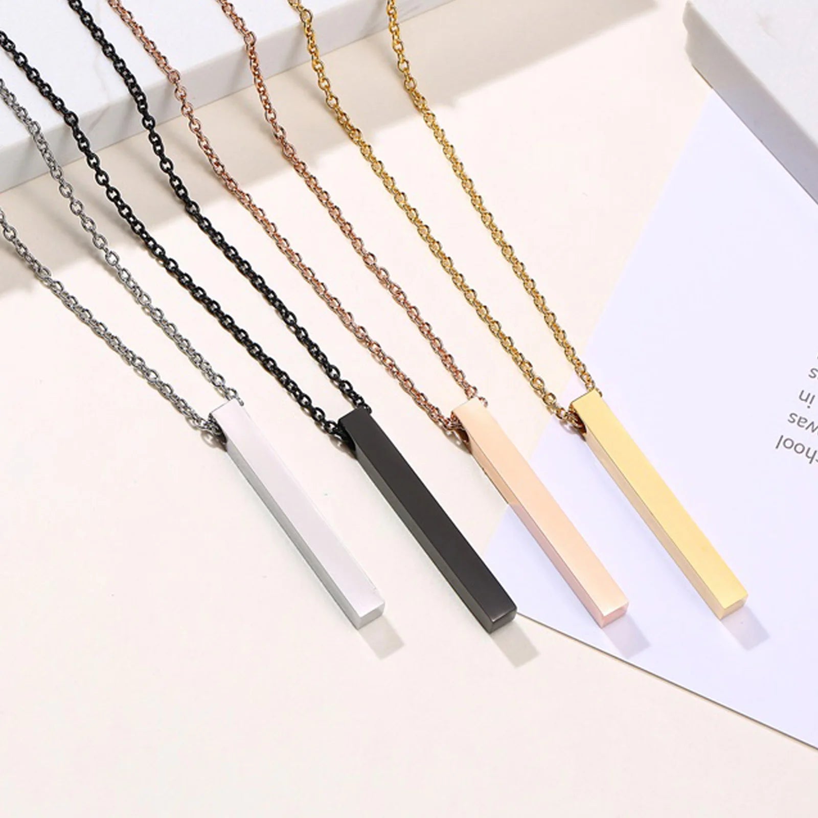 Pillar Bar Pendant Necklace — Stainless